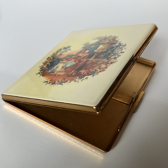 Colibri Compact Card Cigarette Case Courting Couples Park Lane Gold England - Picture 8 of 15